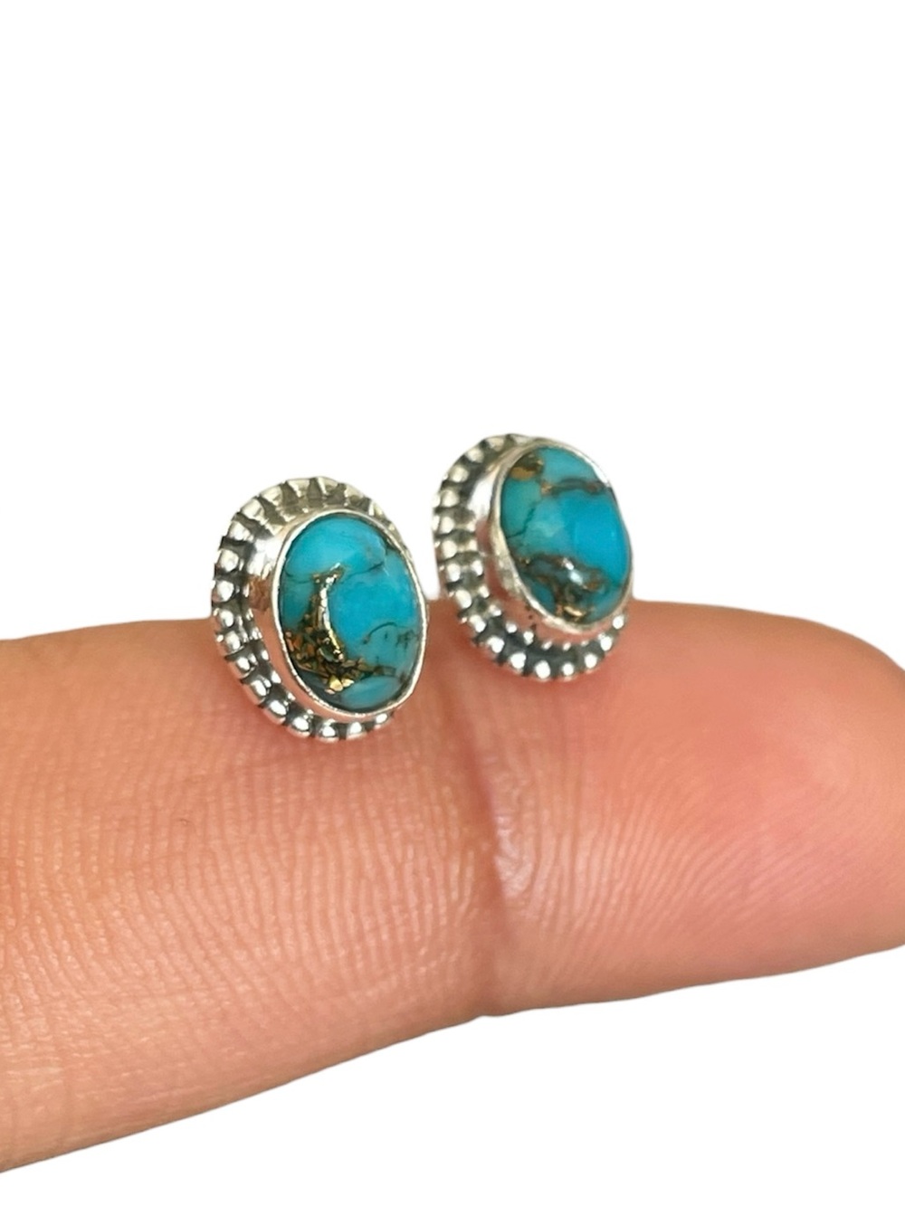 925 Sterling Silver Turquoise stud earrings! B O H O